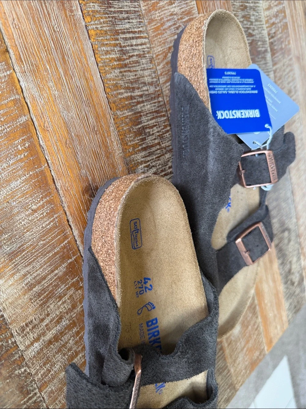Birkenstock Arizona Suede Two-Strap Sandals, Dark Brown